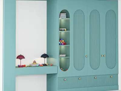 Furniture for children cupboard with toys and decor 02 3D model