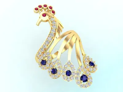 Peacock ring - Bird ring - Womens ring - N655 3D print model