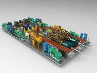 Full Layout engine room ship 3d 3D model