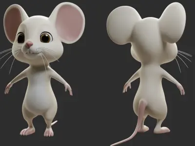 Mouse Cartoon Low-poly 3D model