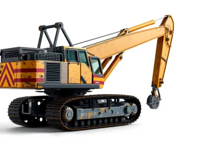 Excavation Crane Industrial Sturdy Metallic Model Pack Low-poly 3D model
