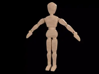 Wooden Man Toy 3D model