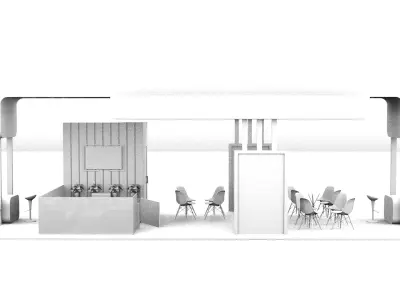 4 side Open Contemporary stall design with teal-blue gradient 3D model