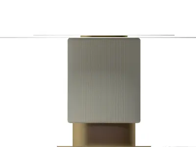 Luxury Marble Round Table with White Leather and Gold bottom Free 3D model