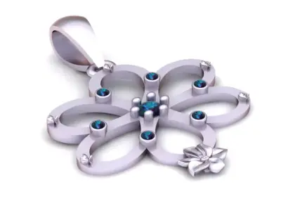 Elegant Floral Loop Pendant  3D Printable Model 3D print model