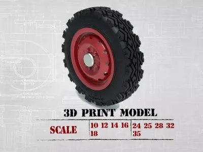 STL printable Tire and Rims for Lada Niva  3D print model