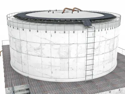 Huge Oil Tank Low-poly 3D model