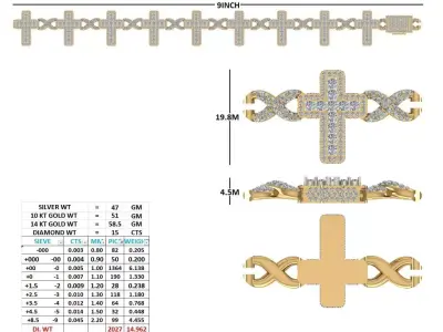 Hip Hop Jewelry Bracelet 3D Model  Iced Out  STL 3DM 3D print model