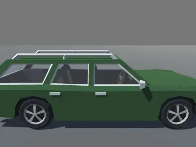 Muscle Car Station Wagon with Interior MOBILE READY Low-poly 3D model