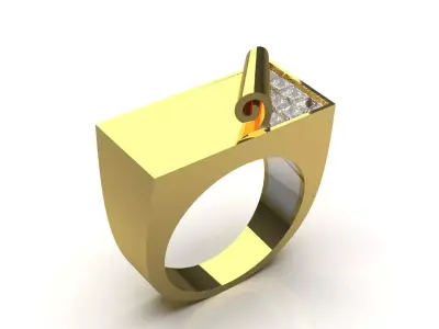 Yellow Gold stl 3dm Ring with Sparkling Details mr0270 3D print model