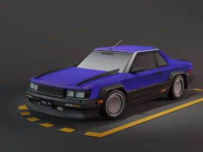 Retro 1970s Stylized Racing Car - Game-Ready  Car 3D Model Low-poly 3D model