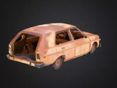 Abandoned Rusty Car Low-poly 3D model