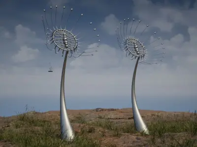 Kinetic Dandelions Sculpture  Low-poly 3D model
