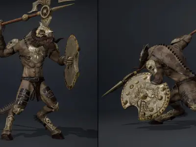 Ghost Spearman Arm2 Brutal Low-poly 3D model