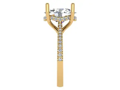 Oval cathedral solitaire with under halo 3D print model