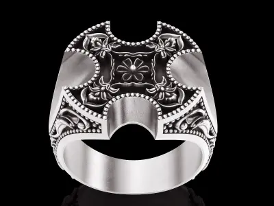 Lux  ring  sterling gold carving printable jewelry 3D model 3D print model