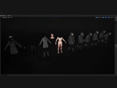 Woman - Winter Outfit 5 - Modular - Rigged Low-poly 3D model