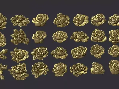 Roses relief set 3D print model