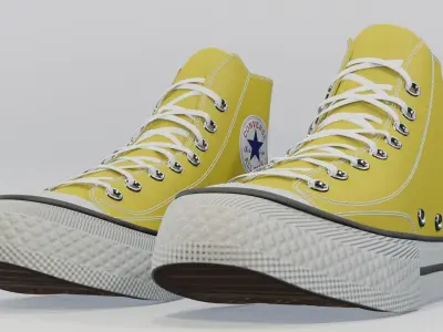 Basketball Leather Shoes Converse All Star Yellow 3D model