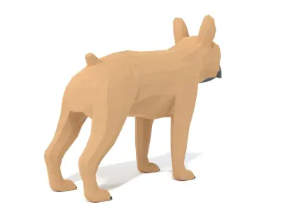 Low Poly Cartoon French Bulldog Low-poly 3D model