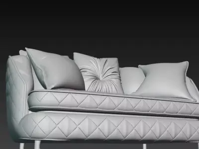 Modern Luxury Quilted Velvet Sofa 3D Model 3D model