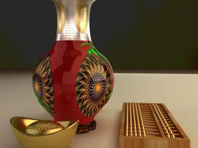 Chinese gold ingot 3D model