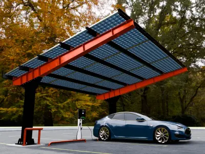 L Type 2 Car Solar Carport 3D model