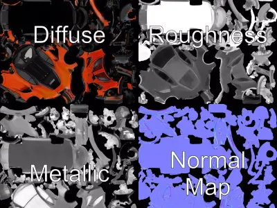 Luminous Orange Sports Car model pack Low-poly 3D model