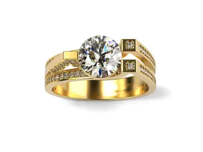 Pave Many Raws Engagement Ring 3D print model
