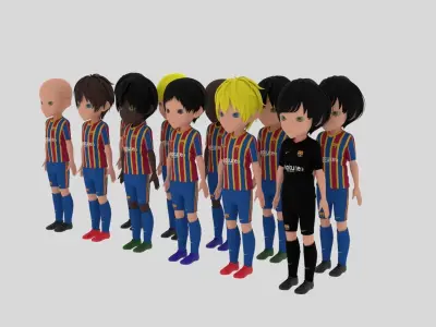 Barcelona Soccer - Football Team Low-poly 3D model