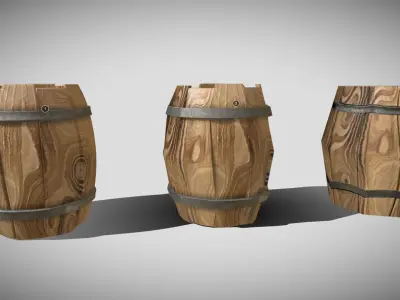 Wooden barrel Free low-poly 3D model