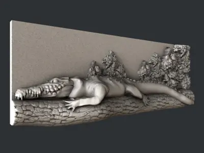 3d STL models for CNC crocodile 3D model