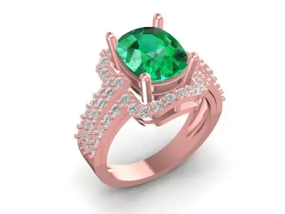 Luxury Emerald Gemstone Ring 1728 3D print model