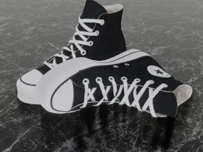 CONVERSE 3D SHOES - BLACK HIGH Low-poly 3D model