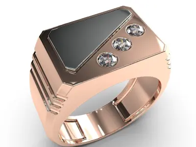 Men signet ring with gold overlay 3D print model