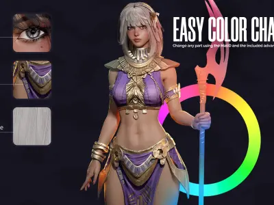 Ancient Girl Zariya - Game Ready Low-poly 3D model