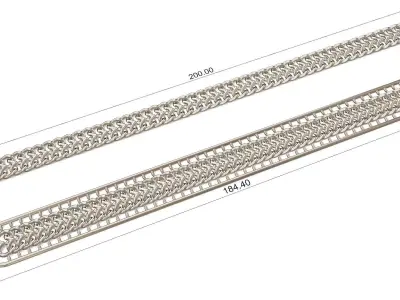 Double Heart Link Bracelet 200mm 10mm 1point5mm  3D print model