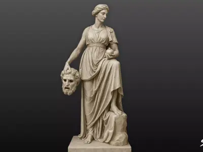 Melpomene Statue Low-poly 3D model