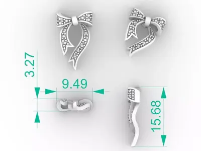 Elegant Diamond Bow Necklace 3D print model