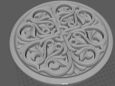 rosette ornately carved circular plate 3D model