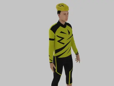 Cyclist Character Low-poly 3D model