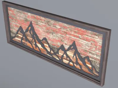 Wall Hanging  Metal and wood wall art 3D model