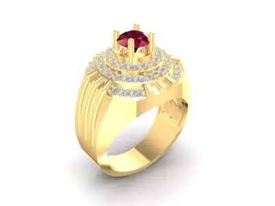Ruby Gemstone Men Ring 3D Model 586 3D print model