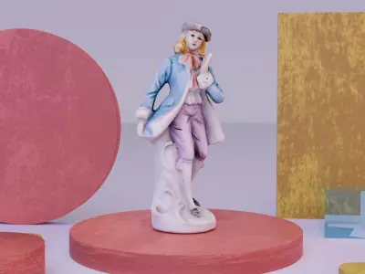 Gentleman statue Low-poly 3D model