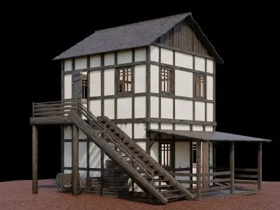 Medieval Village Asset 20- 4K Textures Game Ready Low-poly 3D model