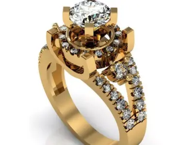 solitaire ring 3D print model 31