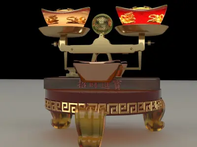 Chinese gold ingot 3D model 4