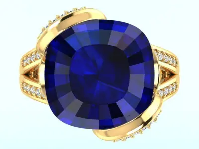 Gemstone rings - Square stone ring - Diamond rings 3D print model