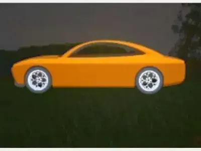 2huncars orange car in field at night Free 3D model
