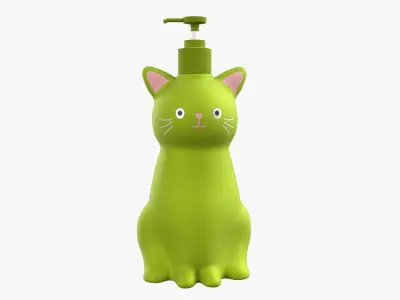 Cat Liquid Soap Dispenser Leaf Green Version 3D model